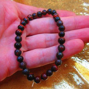 Red Tiger Eye 6mm Round 7" Stretchy Gemstone Bracelet
